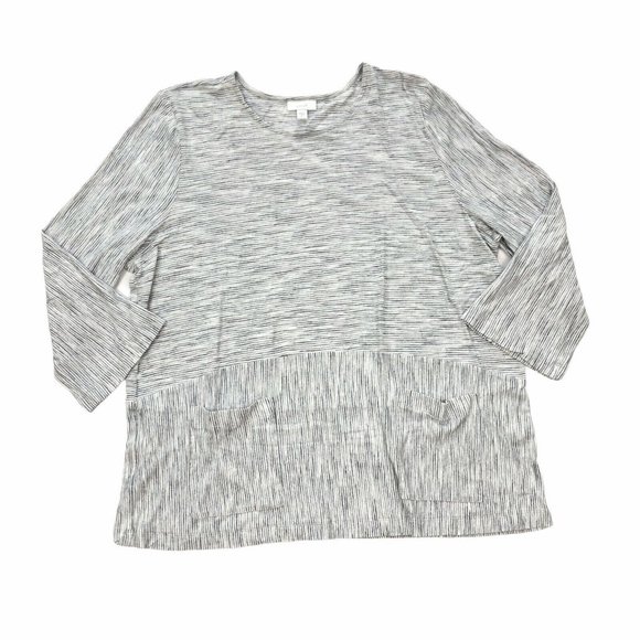 J. Jill Pure Jill Space Dyed Stripes A-Line Top - Picture 1 of 5